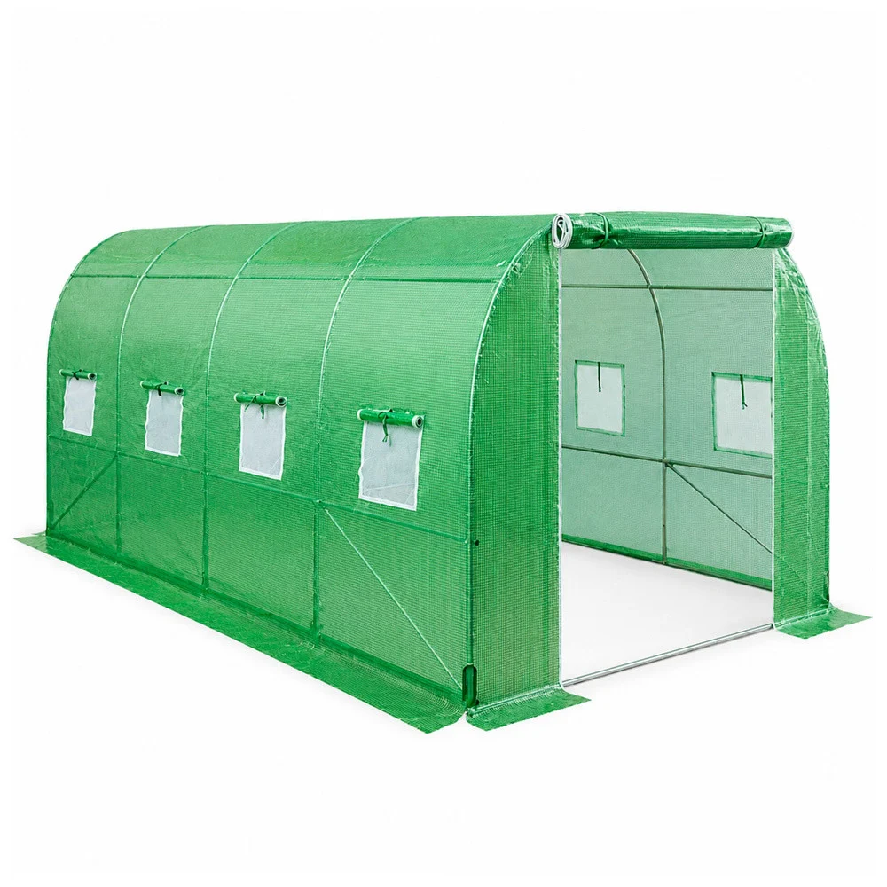 Vrtni staklenik od folije za povrće s prozorima, zeleni UV, 4,5x2x2 M, 9M²_10