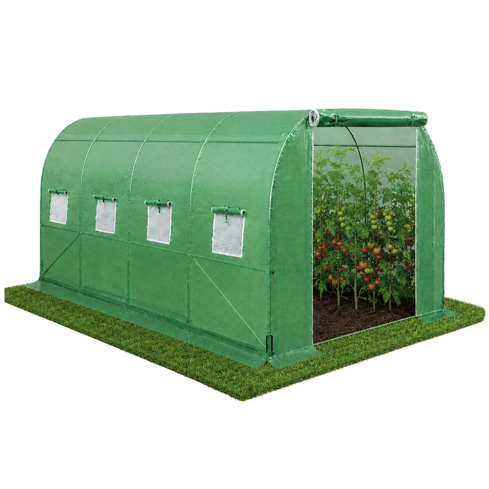 Vrtni staklenik od folije za povrće s prozorima, zeleni, UV, 4x2,5x2 M, 10M²_2