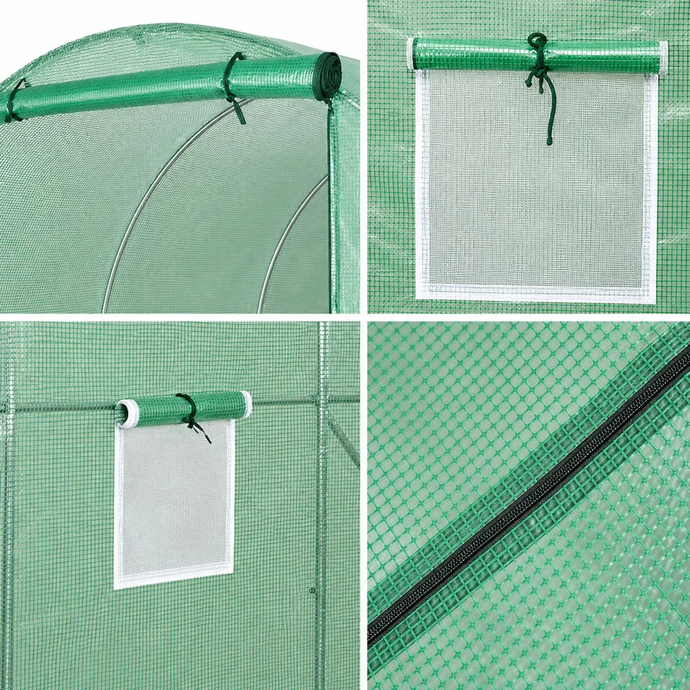 Vrtni staklenik od folije za povrće s prozorima, zeleni, UV, 4x2,5x2 M, 10M²_7