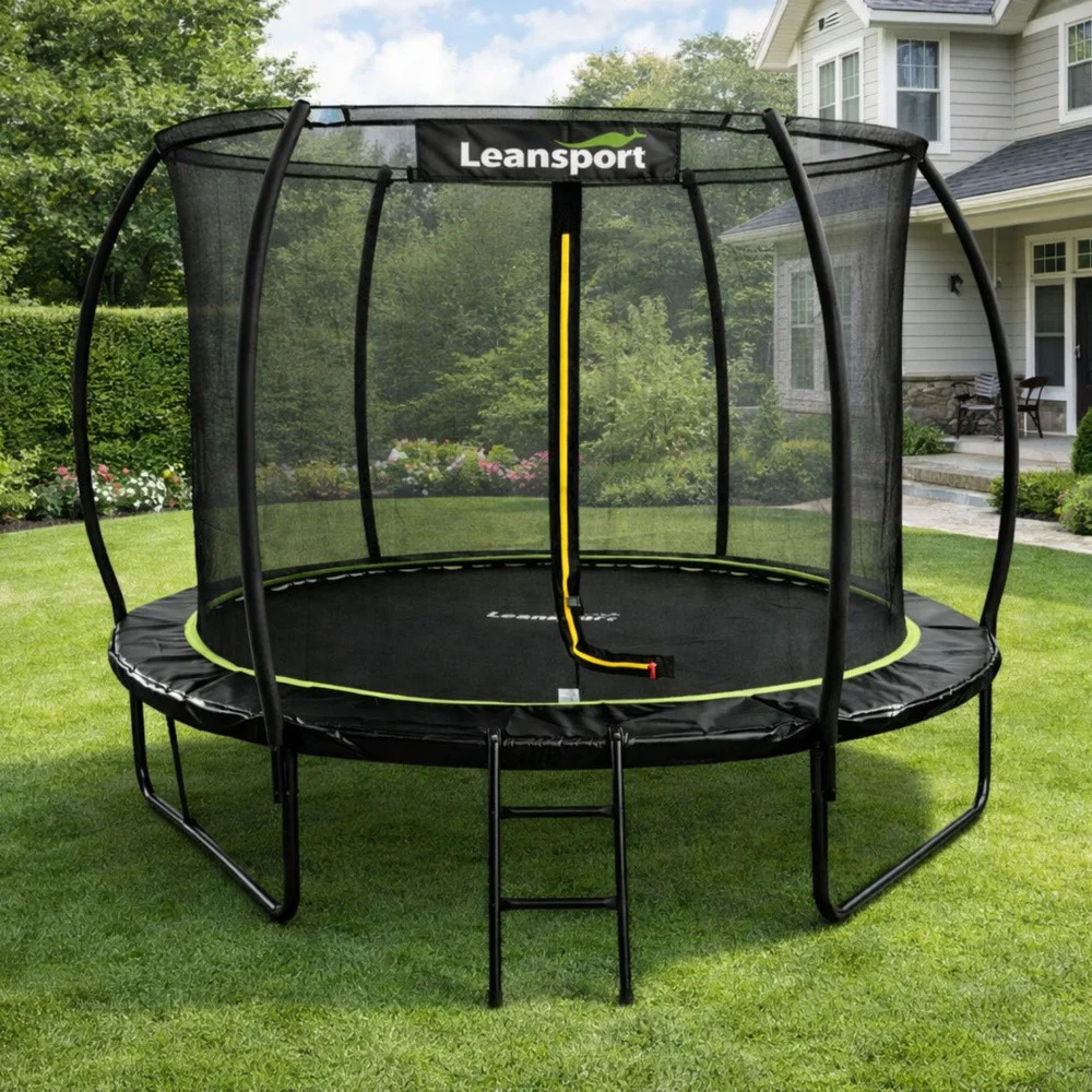 Vrtni trampolin LEAN s unutarnjom mrežom crno-zeleni 305 cm 10 stopa_3
