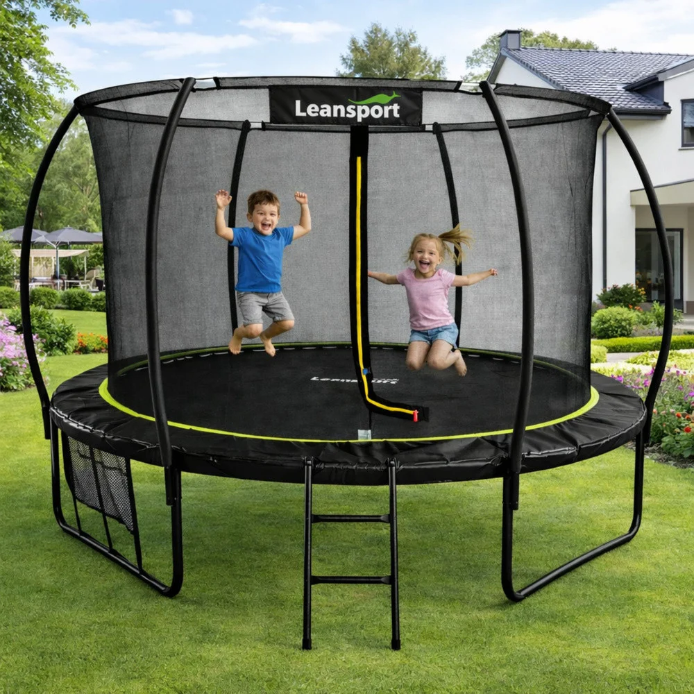 Vrtni trampolin LEAN s unutarnjom mrežom crno-zeleni 305 cm 10 stopa_4