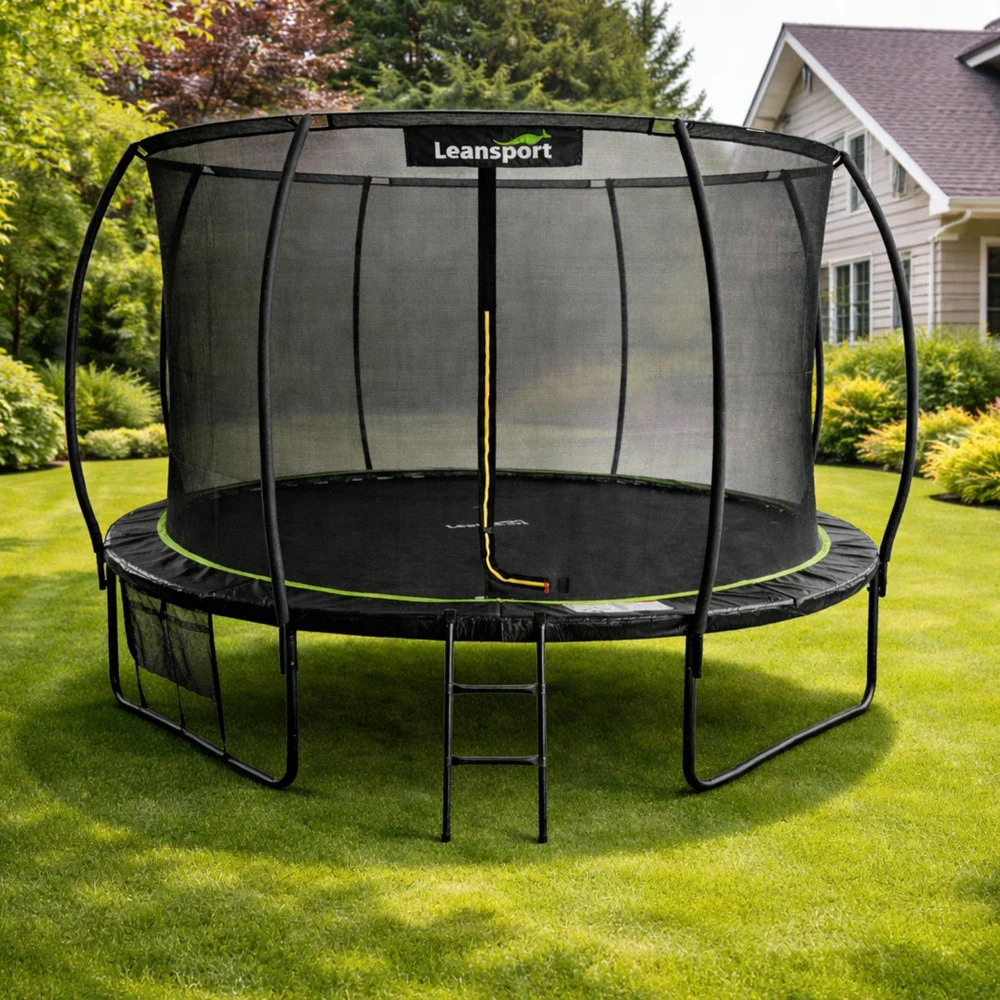 Vrtni trampolin LEAN s unutarnjom mrežom crno-zeleni 487 cm 16 stopa_3