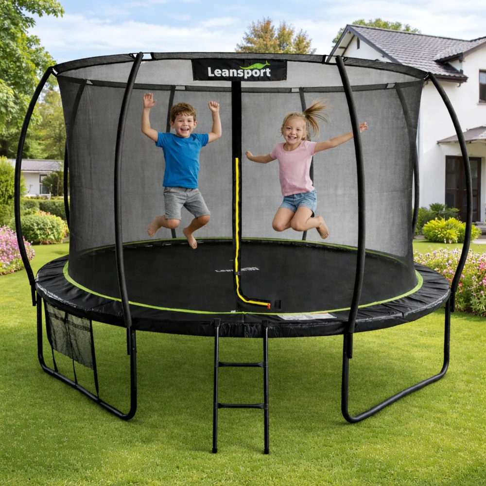 Vrtni trampolin LEAN s unutarnjom mrežom crno-zeleni 487 cm 16 stopa_4