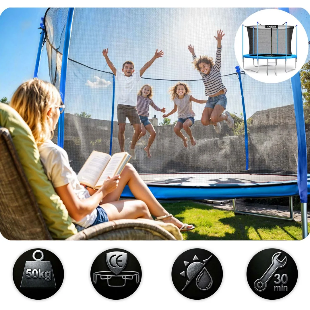 Vrtni trampolin Neo-Sport 183 cm, 6 ft, unutarnja mreža i ljestve_8