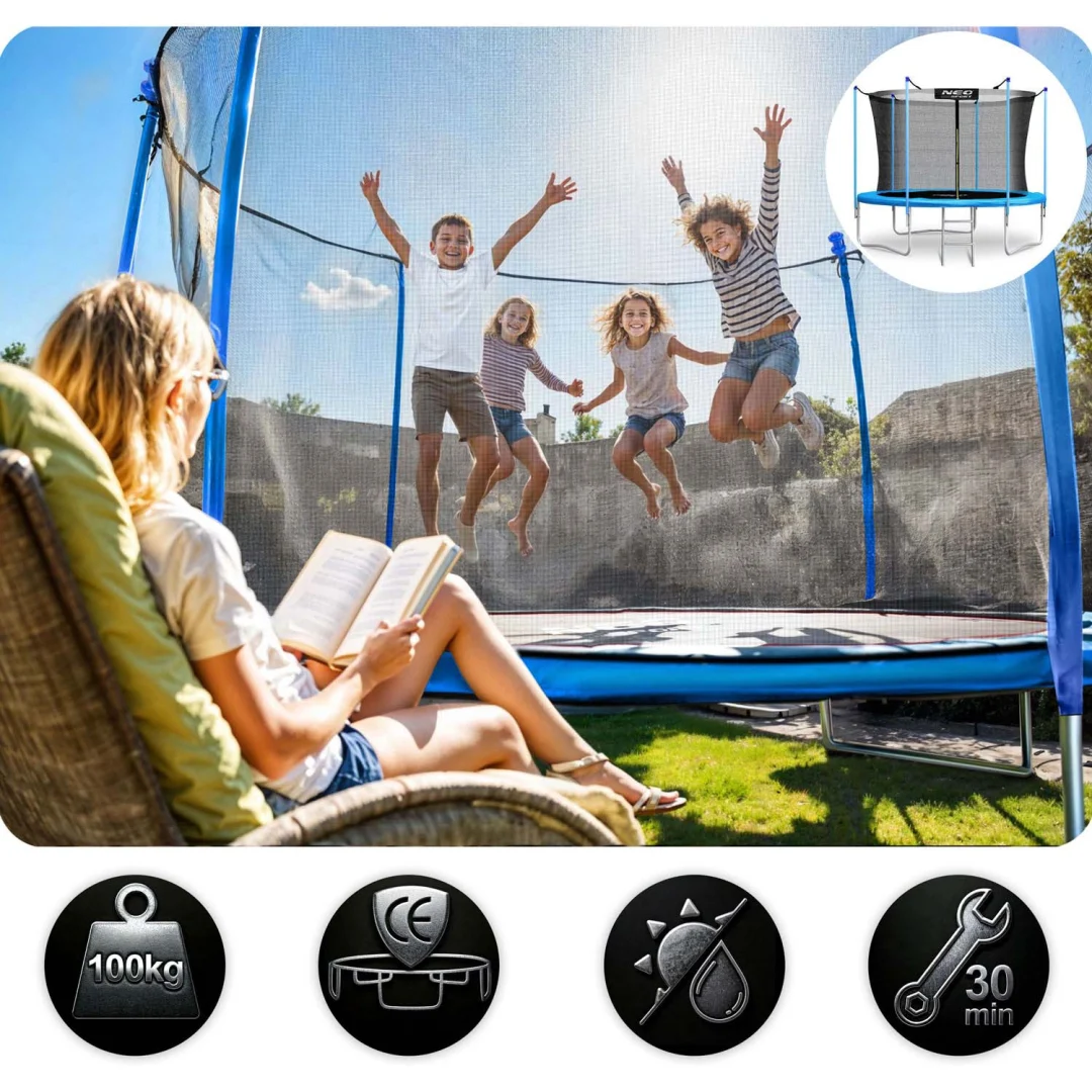 Vrtni trampolin Neo-Sport 252 cm, 8 ft, unutarnja mreža i ljestve_7