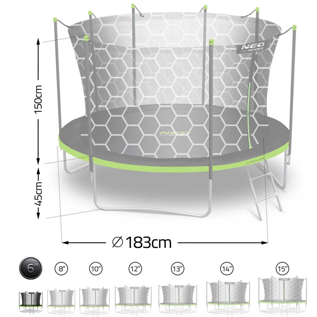 Vrtni trampolin Neo-Sport NS-06W231 183 cm, 6 ft, unutarnja mreža i ljestve_6