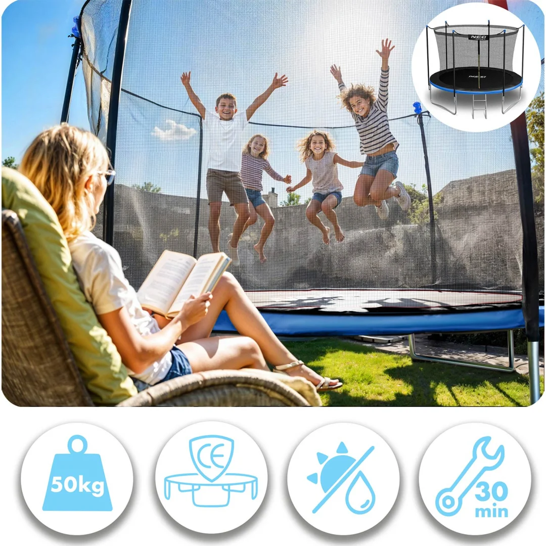 Vrtni trampolin Neo-Sport NS-06W241 183 cm, 6 ft, unutarnja mreža i ljestve_7