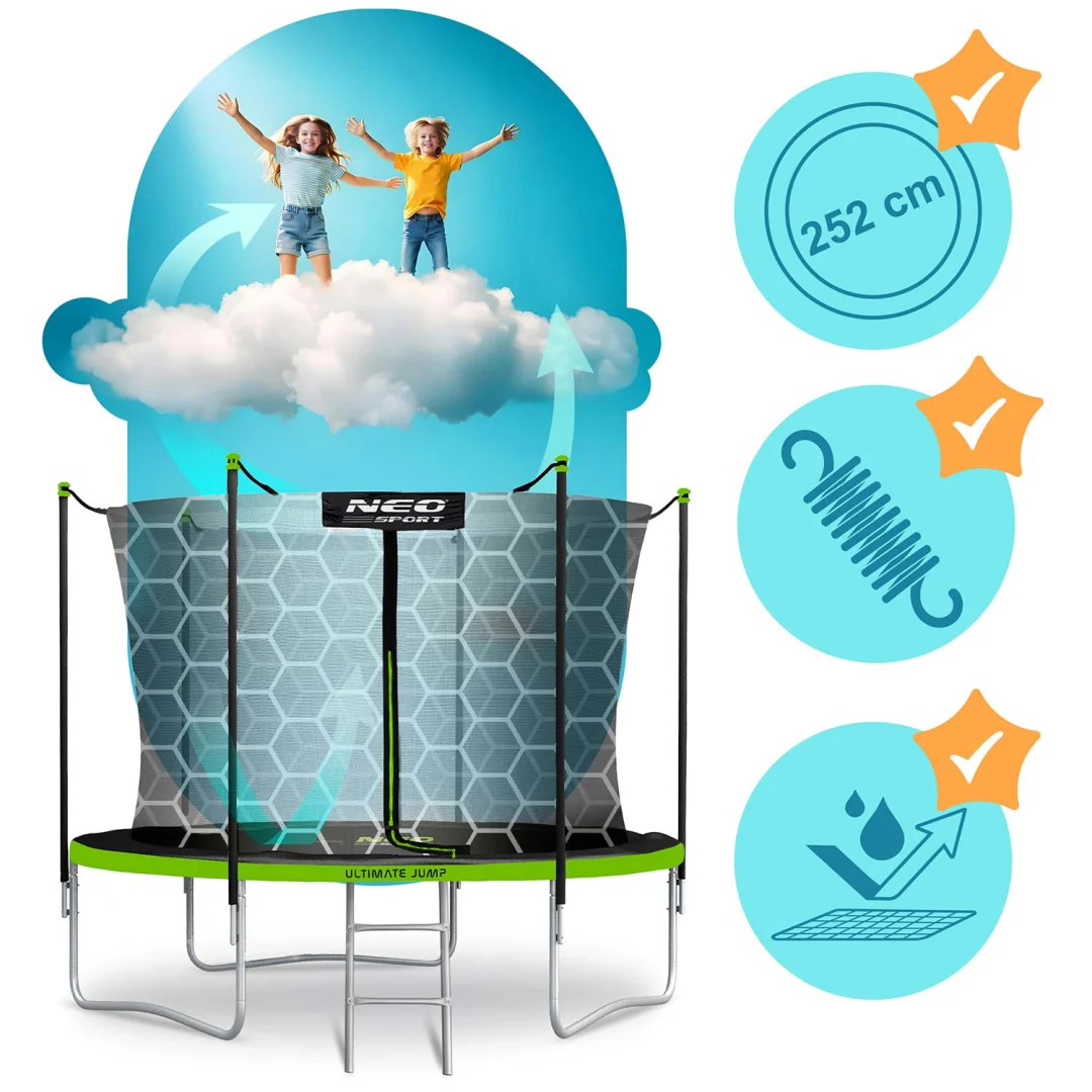 Vrtni trampolin Neo-Sport NS-08W231 252 cm, 8 ft, unutarnja mreža i ljestve_2