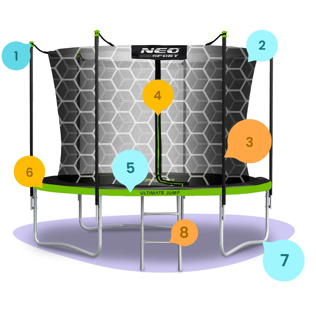 Vrtni trampolin Neo-Sport NS-08W231 252 cm, 8 ft, unutarnja mreža i ljestve_6