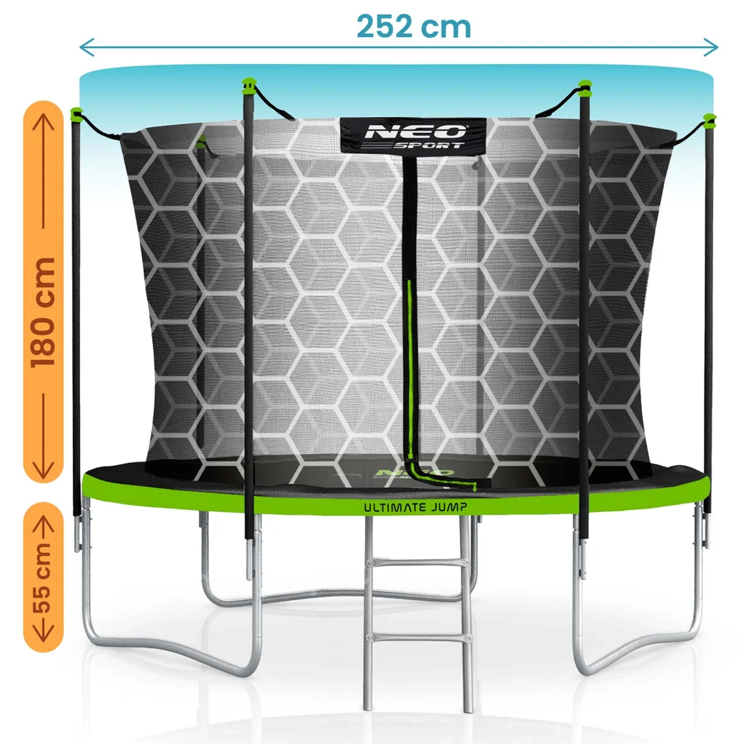 Vrtni trampolin Neo-Sport NS-08W231 252 cm, 8 ft, unutarnja mreža i ljestve_9