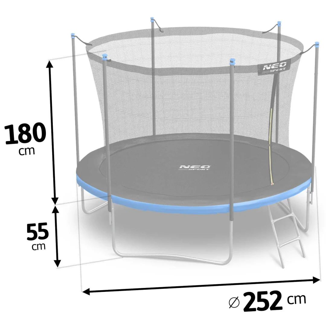 Vrtni trampolin Neo-Sport NS-08W241 252 cm, 8 ft, unutarnja mreža i ljestve_5
