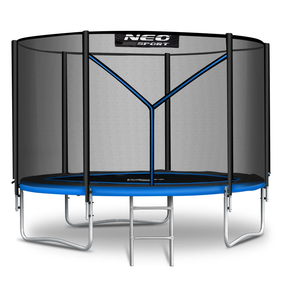Vrtni trampolin Neo-Sport, Ø 252 cm (8 ft), vanjska mreža i ljestve, siva_1