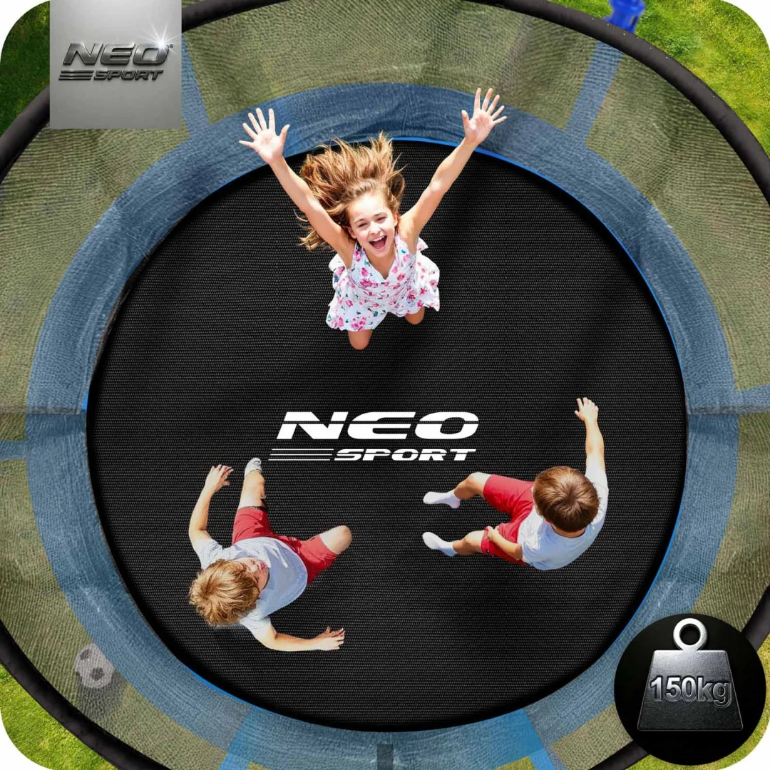 Vrtni trampolin Neo-Sport, Ø 312 cm (10 ft), unutarnja mreža i ljestve, plava_3