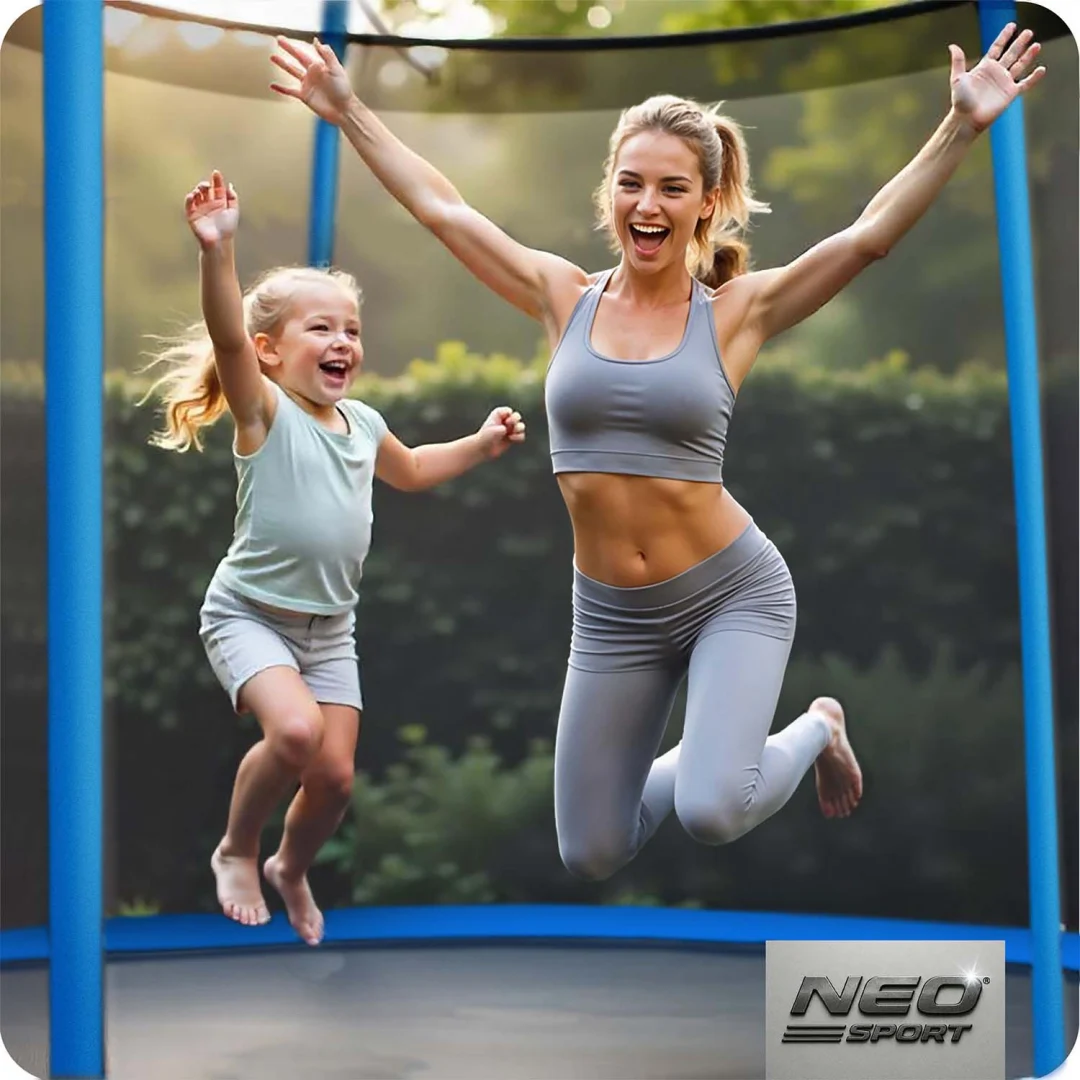 Vrtni trampolin Neo-Sport, Ø 312 cm (10 ft), unutarnja mreža i ljestve, plava_6