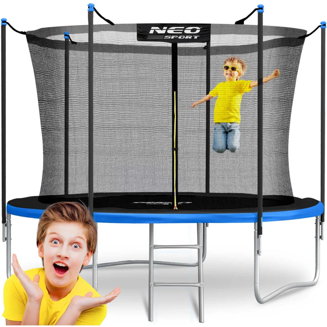 Vrtni trampolin Neo-Sport, Ø 312 cm (10 ft), unutarnja mreža i ljestve, siva, var. NS-10W241_1
