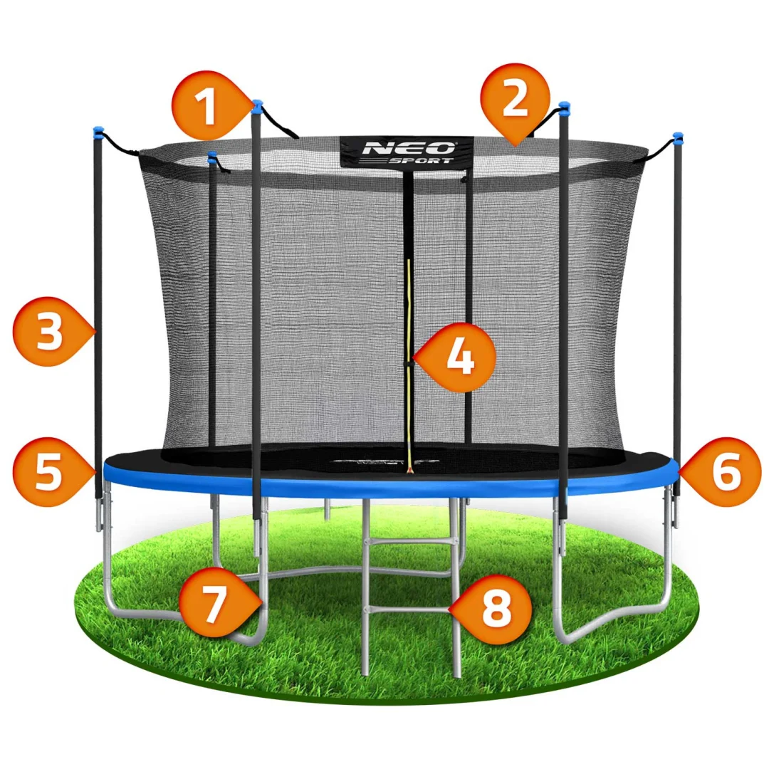 Vrtni trampolin Neo-Sport, Ø 312 cm (10 ft), unutarnja mreža i ljestve, siva, var. NS-10W241_12