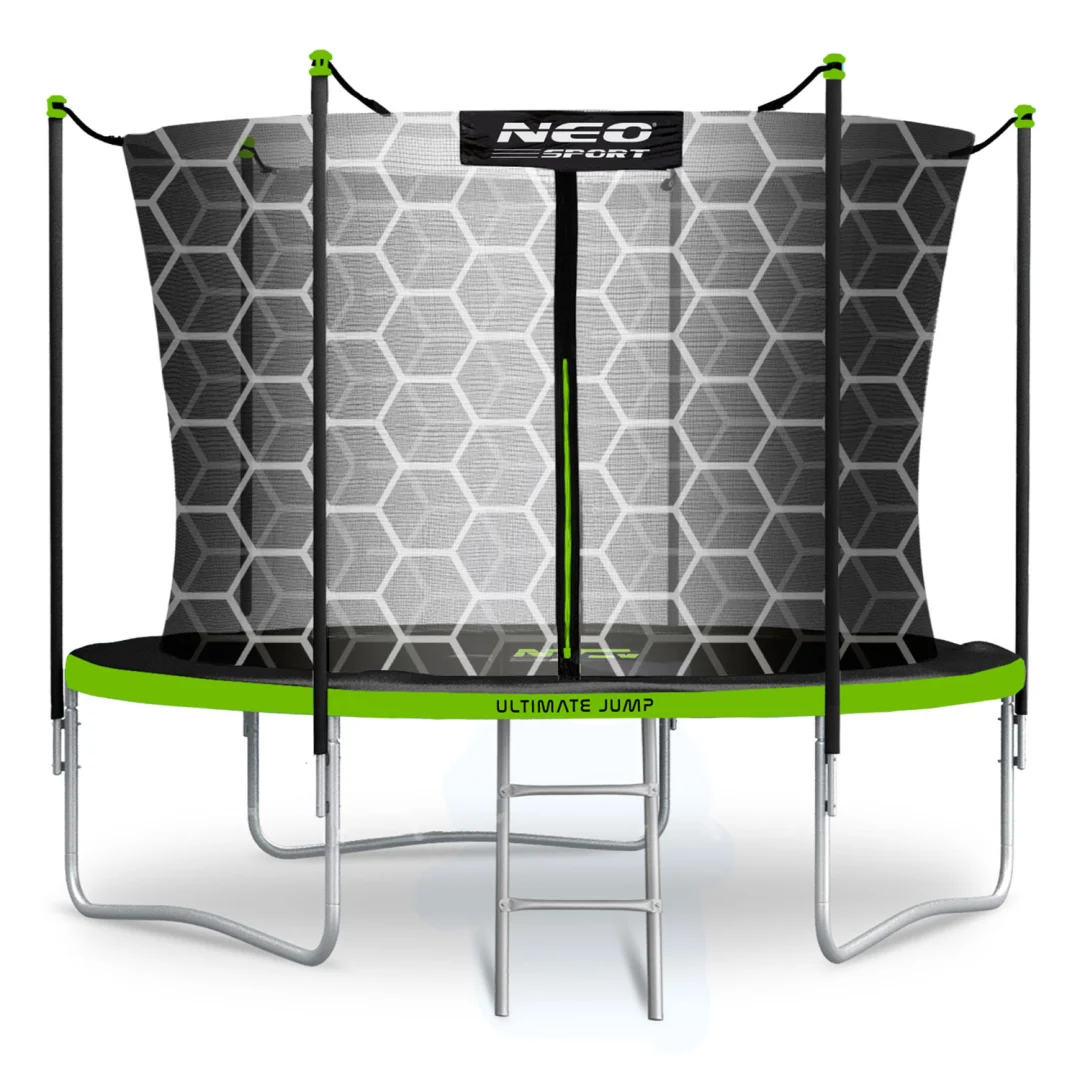 Vrtni trampolin Neo-Sport, Ø 312 cm (10 ft), unutarnja mreža i ljestve, siva_1