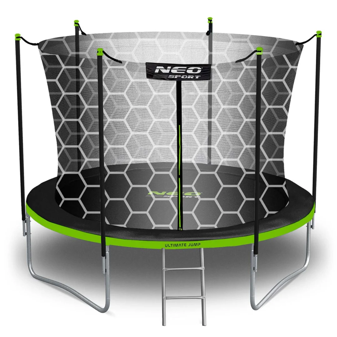 Vrtni trampolin Neo-Sport, Ø 312 cm (10 ft), unutarnja mreža i ljestve, siva_2