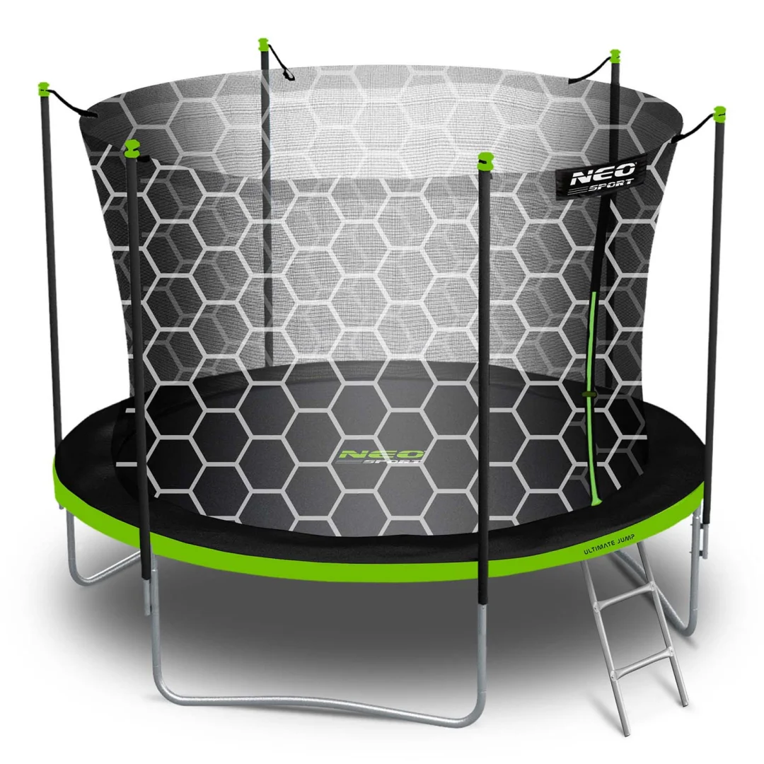 Vrtni trampolin Neo-Sport, Ø 312 cm (10 ft), unutarnja mreža i ljestve, siva_3