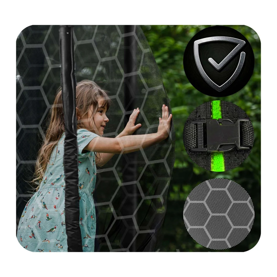 Vrtni trampolin Neo-Sport, Ø 312 cm (10 ft), unutarnja mreža i ljestve, siva_9