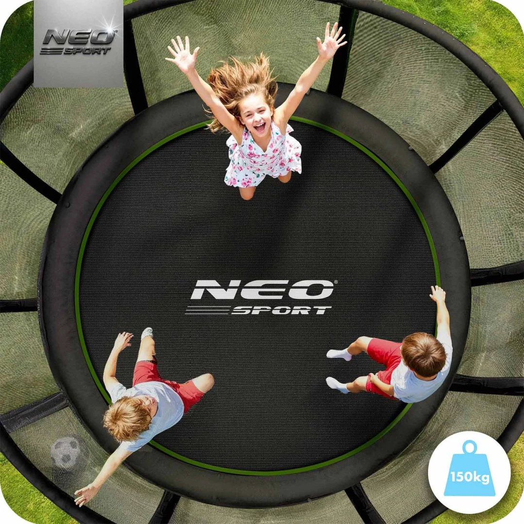 Vrtni trampolin Neo-Sport, Ø 312 cm (10 ft), vanjska mreža i ljestve, siva, var. NS-10Z231_5