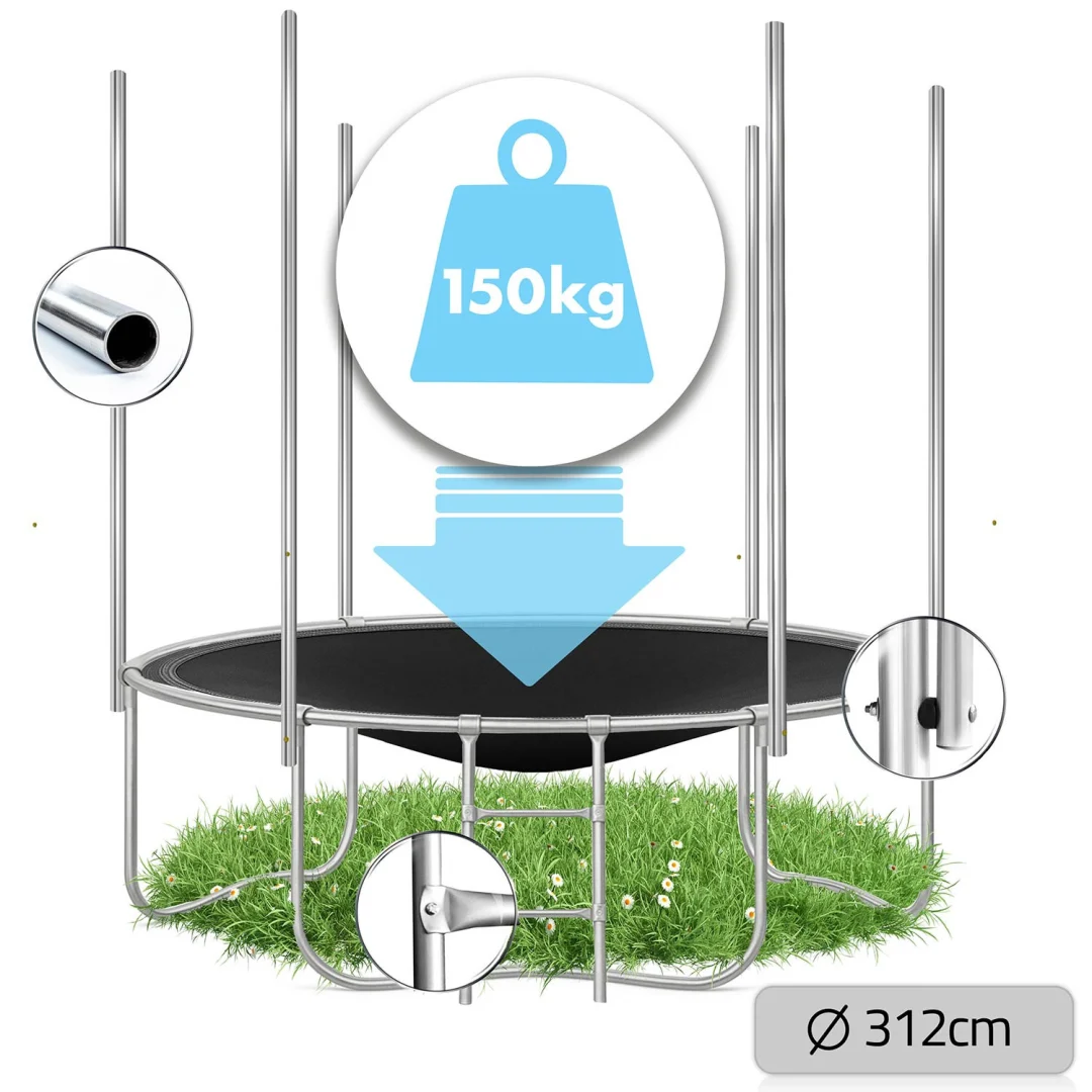 Vrtni trampolin Neo-Sport, Ø 312 cm (10 ft), vanjska mreža i ljestve, siva, var. NS-10Z231_6
