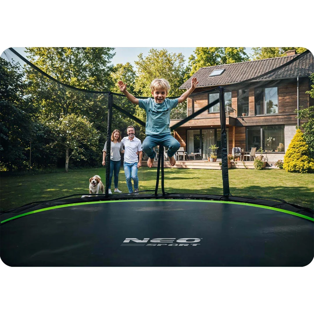 Vrtni trampolin Neo-Sport, Ø 312 cm (10 ft), vanjska mreža i ljestve, siva, var. NS-10Z231_7