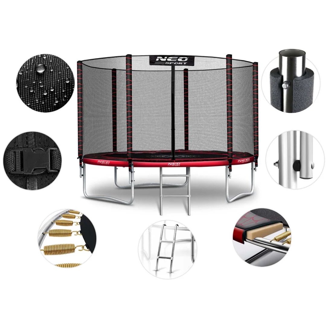 Vrtni trampolin Neo-Sport, Ø 312 cm (10 ft), vanjska mreža i ljestve, siva, var. NS-10Z241_9