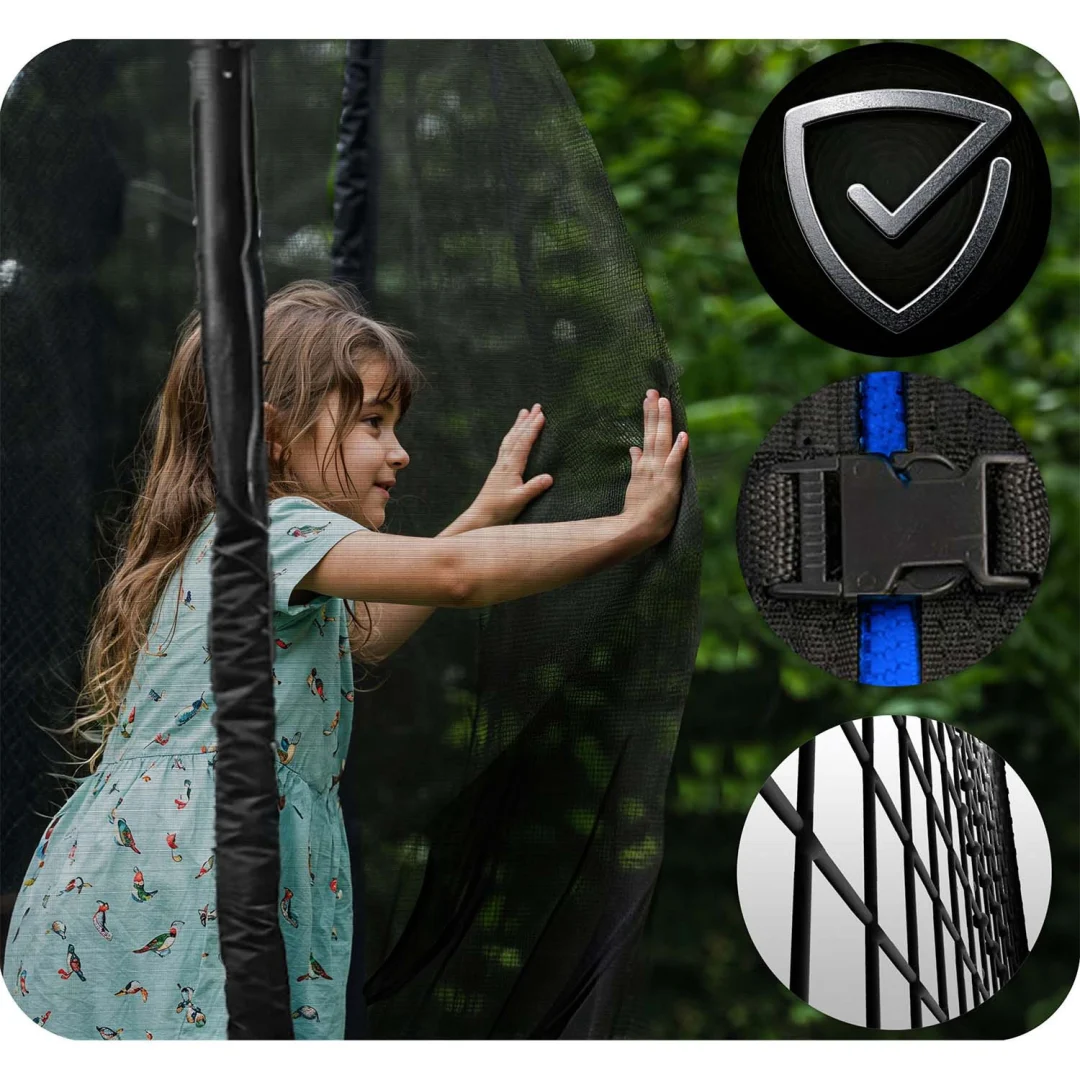 Vrtni trampolin Neo-Sport, Ø 312 cm (10 ft), vanjska mreža i ljestve, siva_10