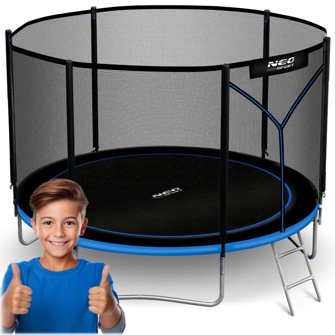 Vrtni trampolin Neo-Sport, Ø 312 cm (10 ft), vanjska mreža i ljestve, siva_13