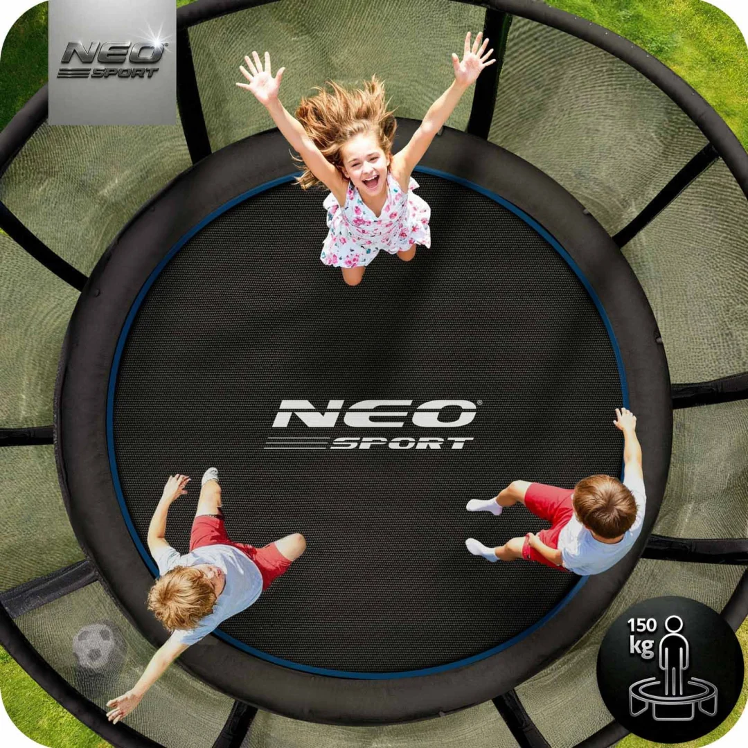 Vrtni trampolin Neo-Sport, Ø 312 cm (10 ft), vanjska mreža i ljestve, siva_3