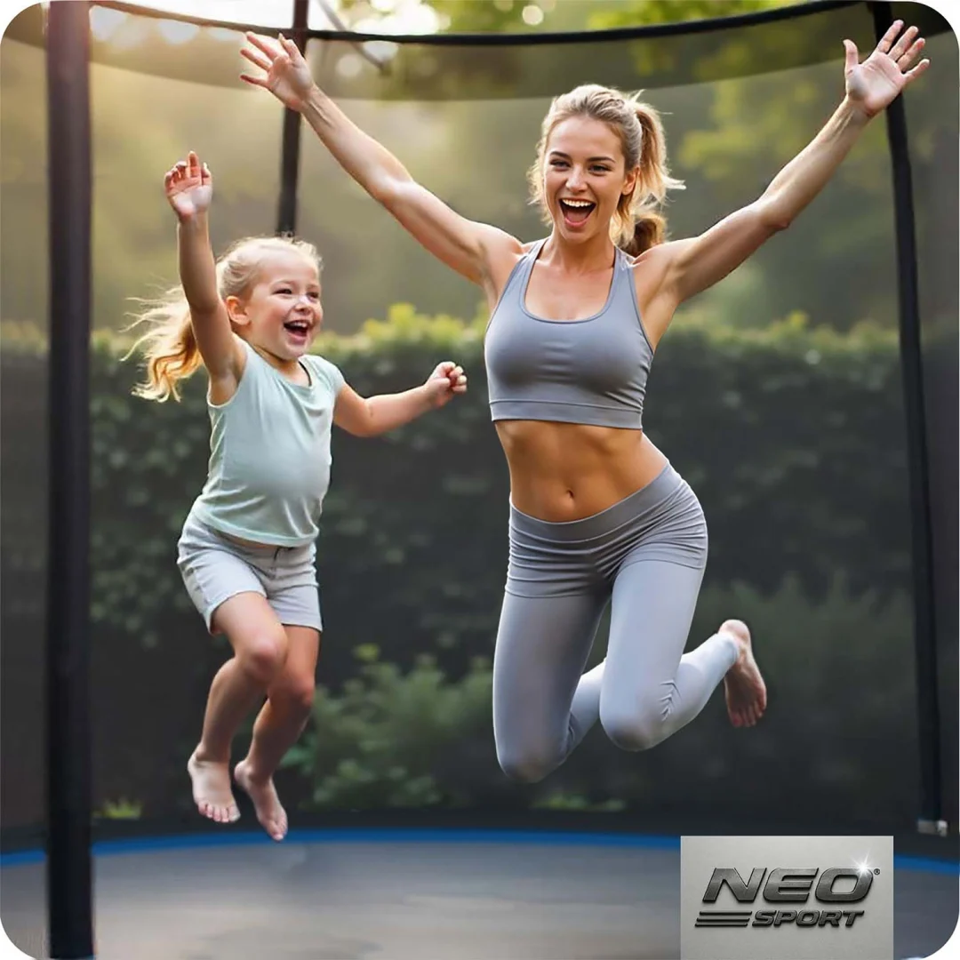 Vrtni trampolin Neo-Sport, Ø 312 cm (10 ft), vanjska mreža i ljestve, siva_5