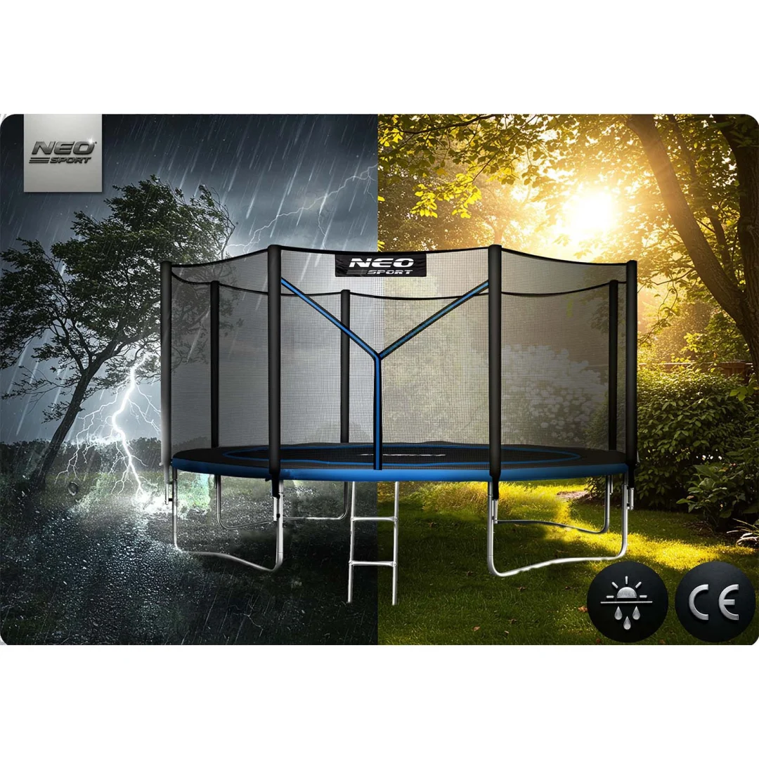 Vrtni trampolin Neo-Sport, Ø 312 cm (10 ft), vanjska mreža i ljestve, siva_9