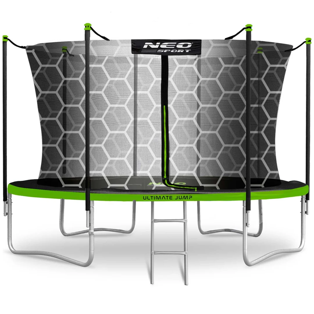Vrtni trampolin Neo-Sport, Ø 374 cm (12 ft), unutarnja mreža i ljestve, siva, var. NS-12W231_1