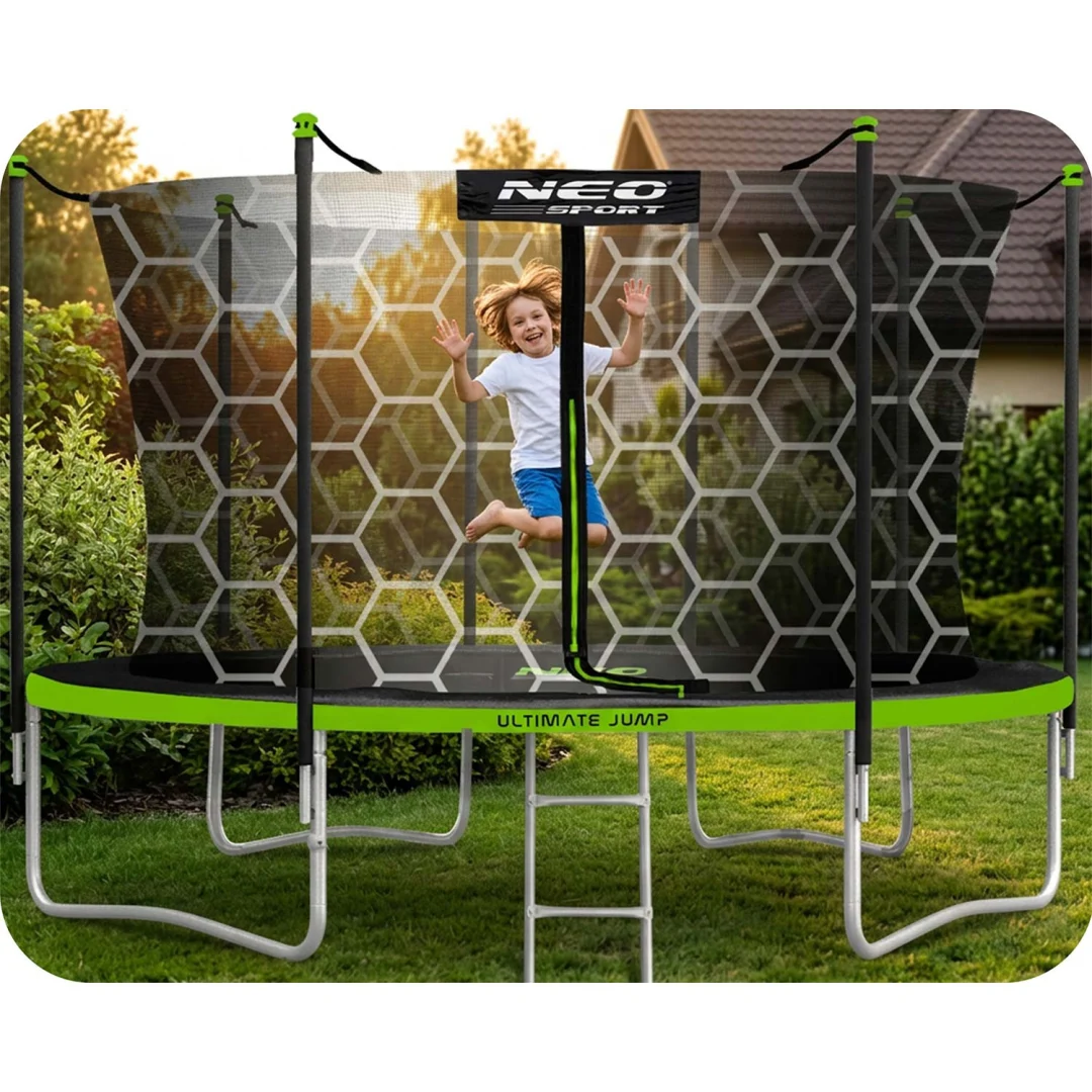 Vrtni trampolin Neo-Sport, Ø 374 cm (12 ft), unutarnja mreža i ljestve, siva, var. NS-12W231_11