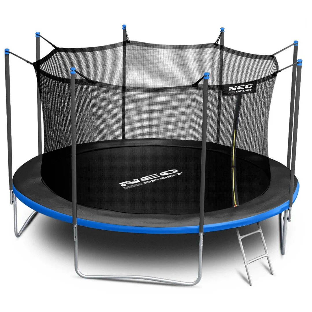 Vrtni trampolin Neo-Sport, Ø 374 cm (12 ft), unutarnja mreža i ljestve, siva, var. NS-12W241_12