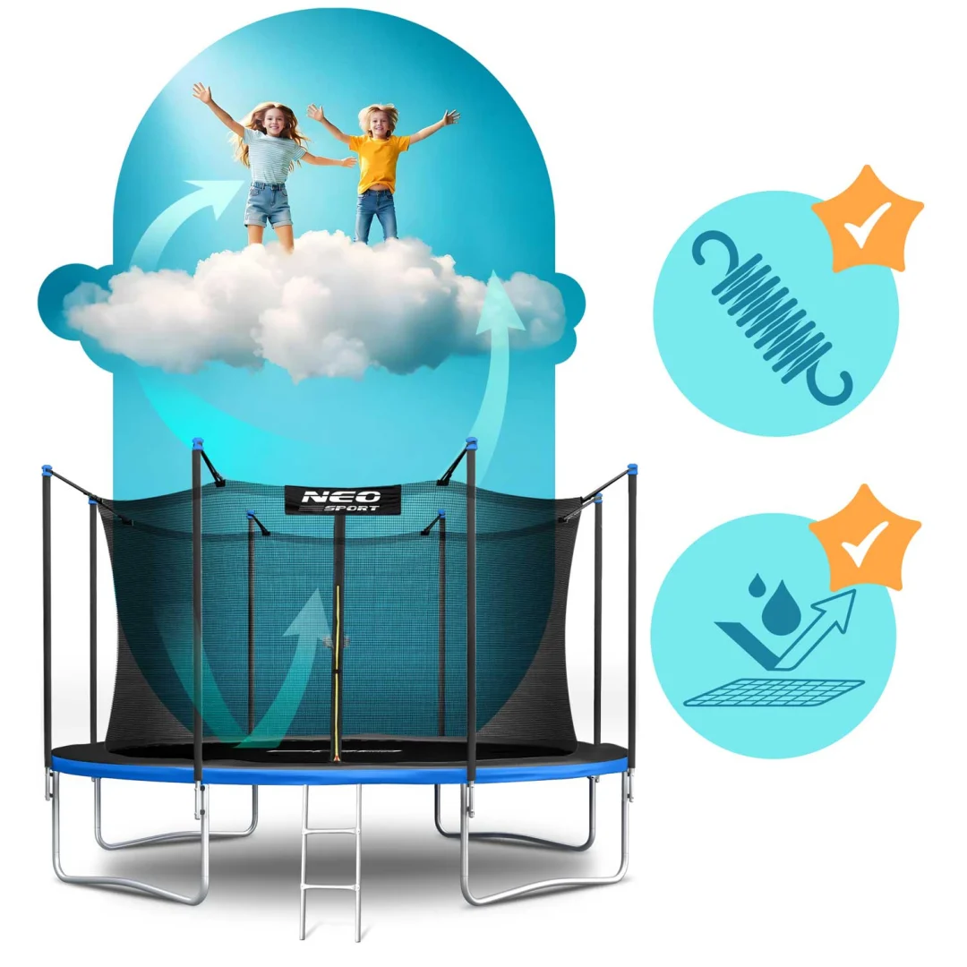 Vrtni trampolin Neo-Sport, Ø 374 cm (12 ft), unutarnja mreža i ljestve, siva, var. NS-12W241_2