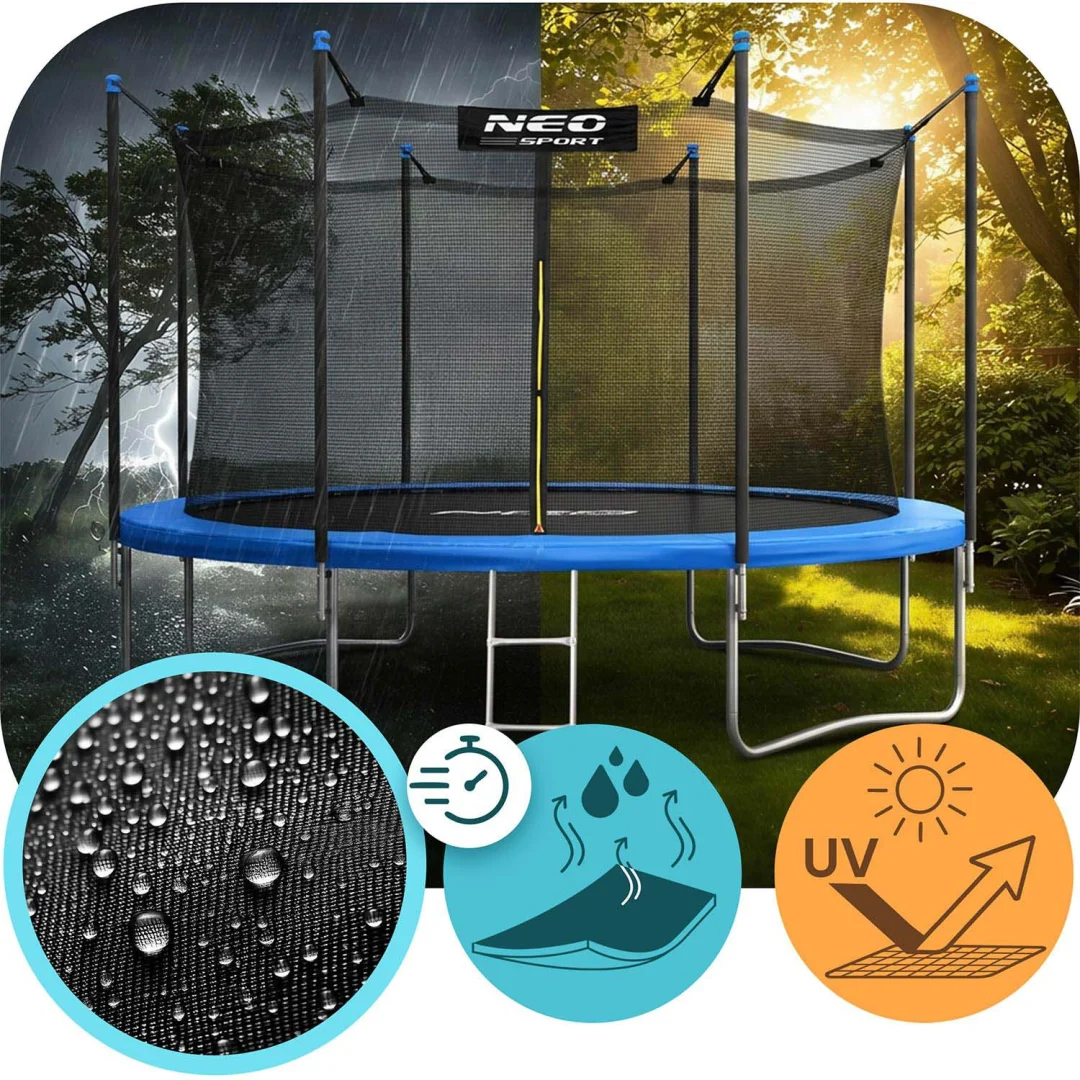 Vrtni trampolin Neo-Sport, Ø 374 cm (12 ft), unutarnja mreža i ljestve, siva, var. NS-12W241_6