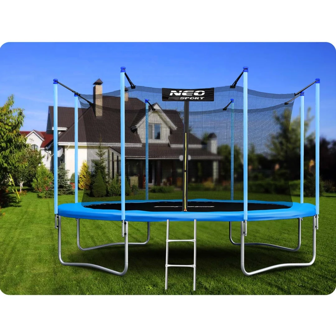 Vrtni trampolin Neo-Sport, Ø 374 cm (12 ft), unutarnja mreža i ljestve, siva_2