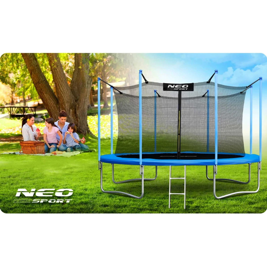 Vrtni trampolin Neo-Sport, Ø 374 cm (12 ft), unutarnja mreža i ljestve, siva_8