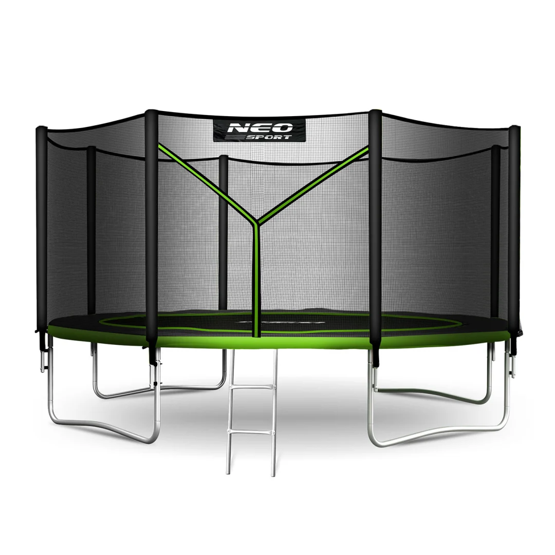 Vrtni trampolin Neo-Sport, Ø 374 cm (12 ft), vanjska mreža i ljestve, siva, var. NS-12Z231_1