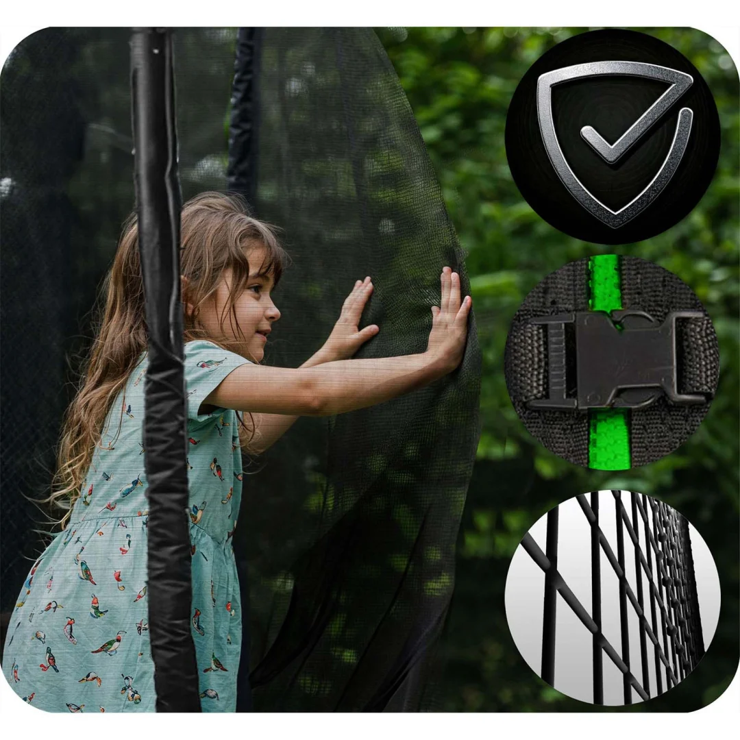 Vrtni trampolin Neo-Sport, Ø 374 cm (12 ft), vanjska mreža i ljestve, siva, var. NS-12Z231_12