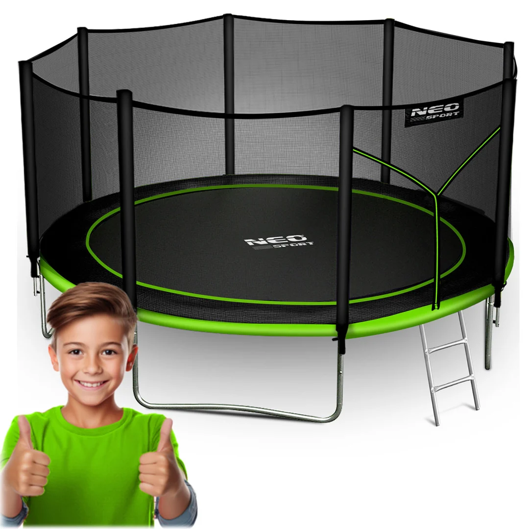 Vrtni trampolin Neo-Sport, Ø 374 cm (12 ft), vanjska mreža i ljestve, siva, var. NS-12Z231_14