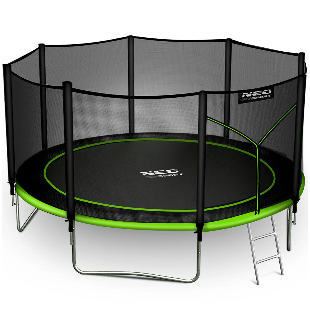 Vrtni trampolin Neo-Sport, Ø 374 cm (12 ft), vanjska mreža i ljestve, siva, var. NS-12Z231_2