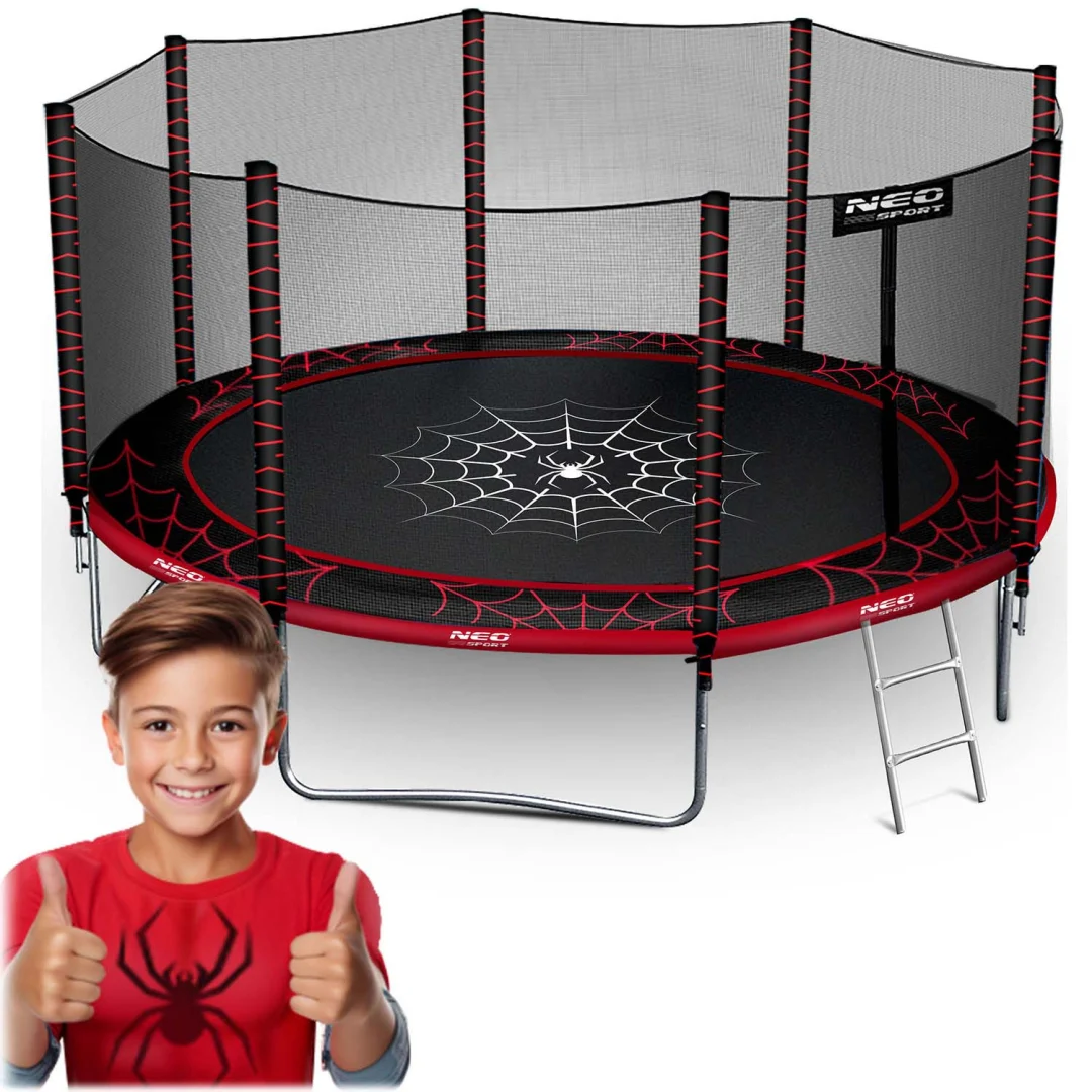 Vrtni trampolin Neo-Sport, Ø 374 cm (12 ft), vanjska mreža i ljestve, siva, var. NS-12Z241_1