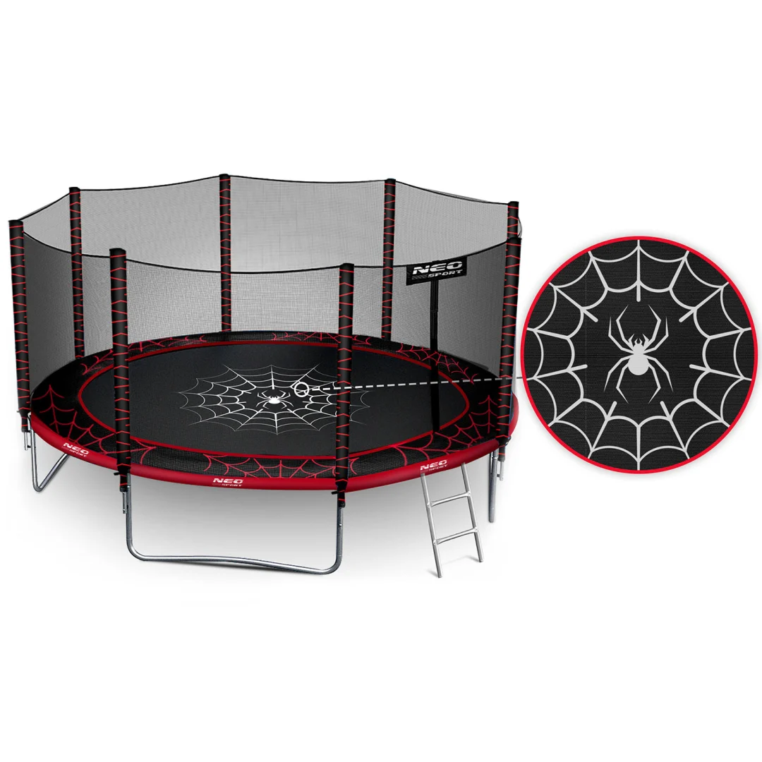 Vrtni trampolin Neo-Sport, Ø 374 cm (12 ft), vanjska mreža i ljestve, siva, var. NS-12Z241_2