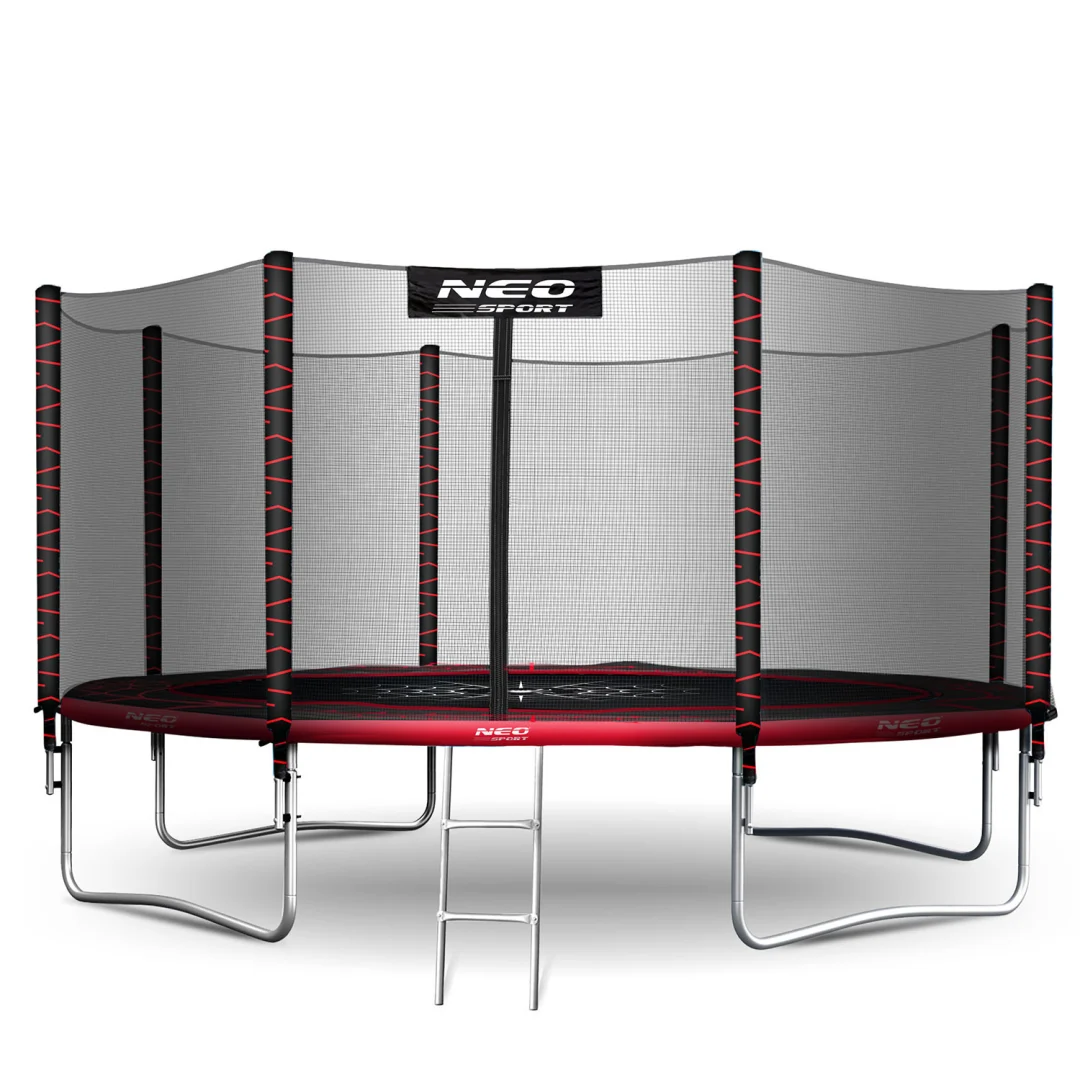 Vrtni trampolin Neo-Sport, Ø 374 cm (12 ft), vanjska mreža i ljestve, siva, var. NS-12Z241_4