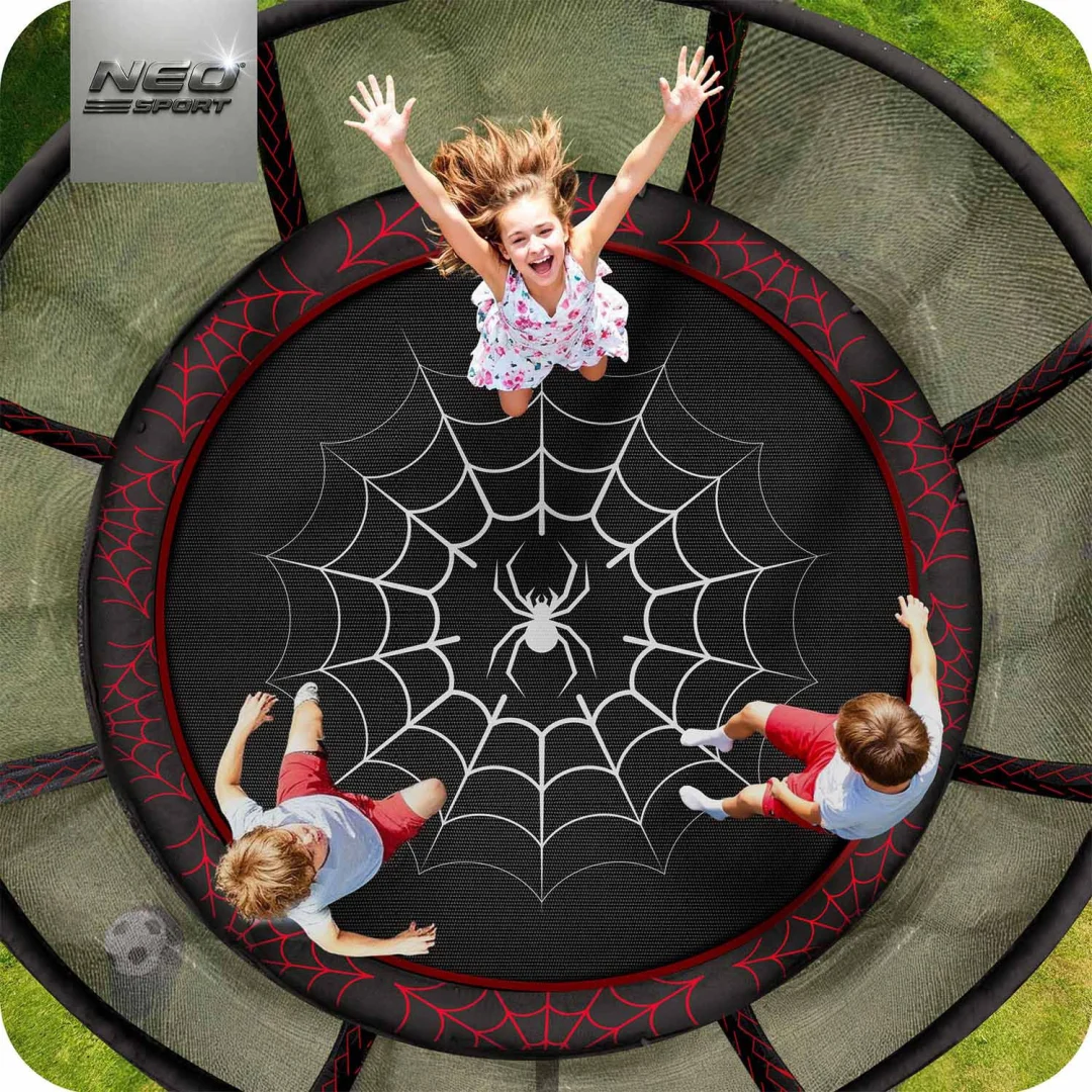 Vrtni trampolin Neo-Sport, Ø 374 cm (12 ft), vanjska mreža i ljestve, siva, var. NS-12Z241_6