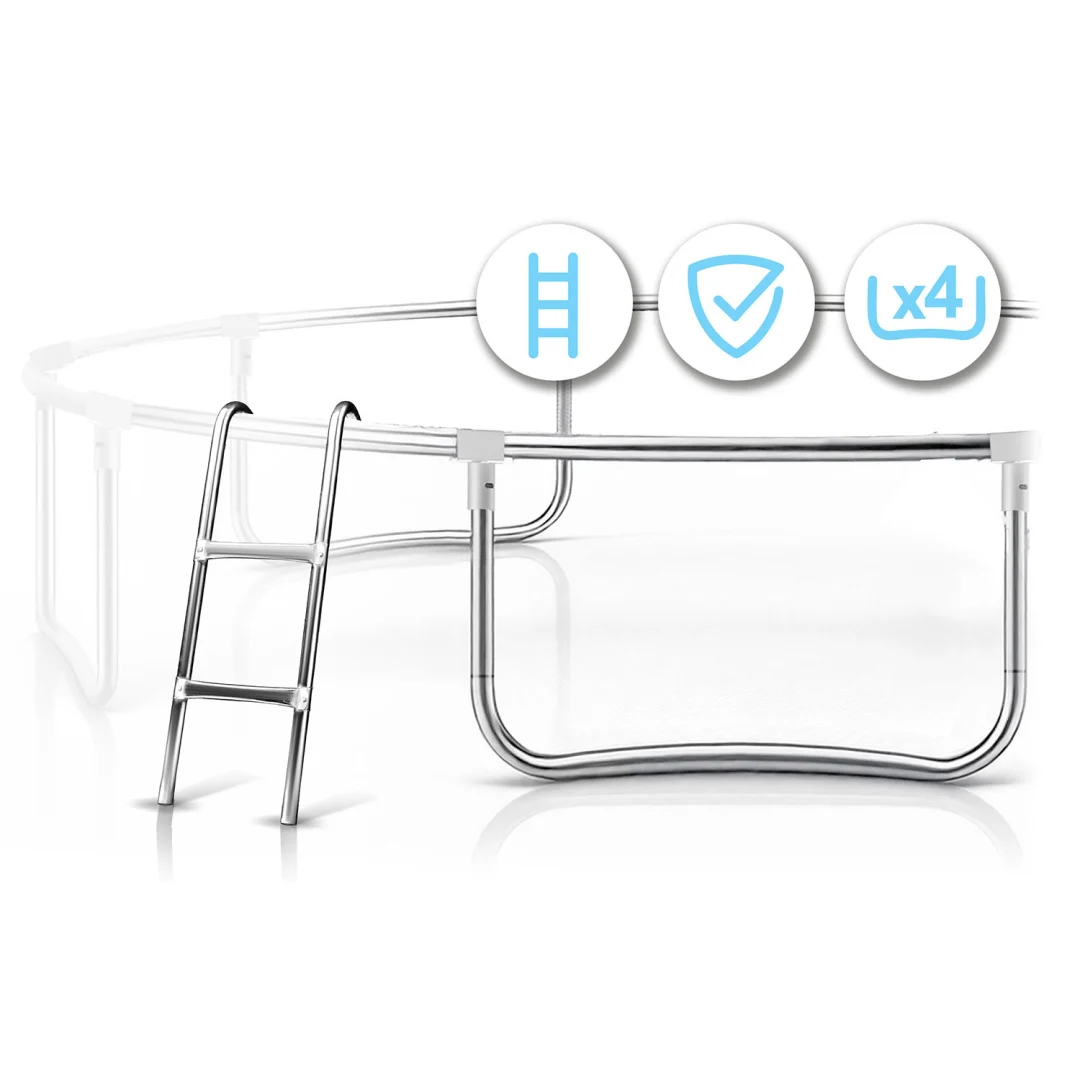 Vrtni trampolin Neo-Sport, Ø 374 cm (12 ft), vanjska mreža i ljestve, siva, var. NS-12Z241_8