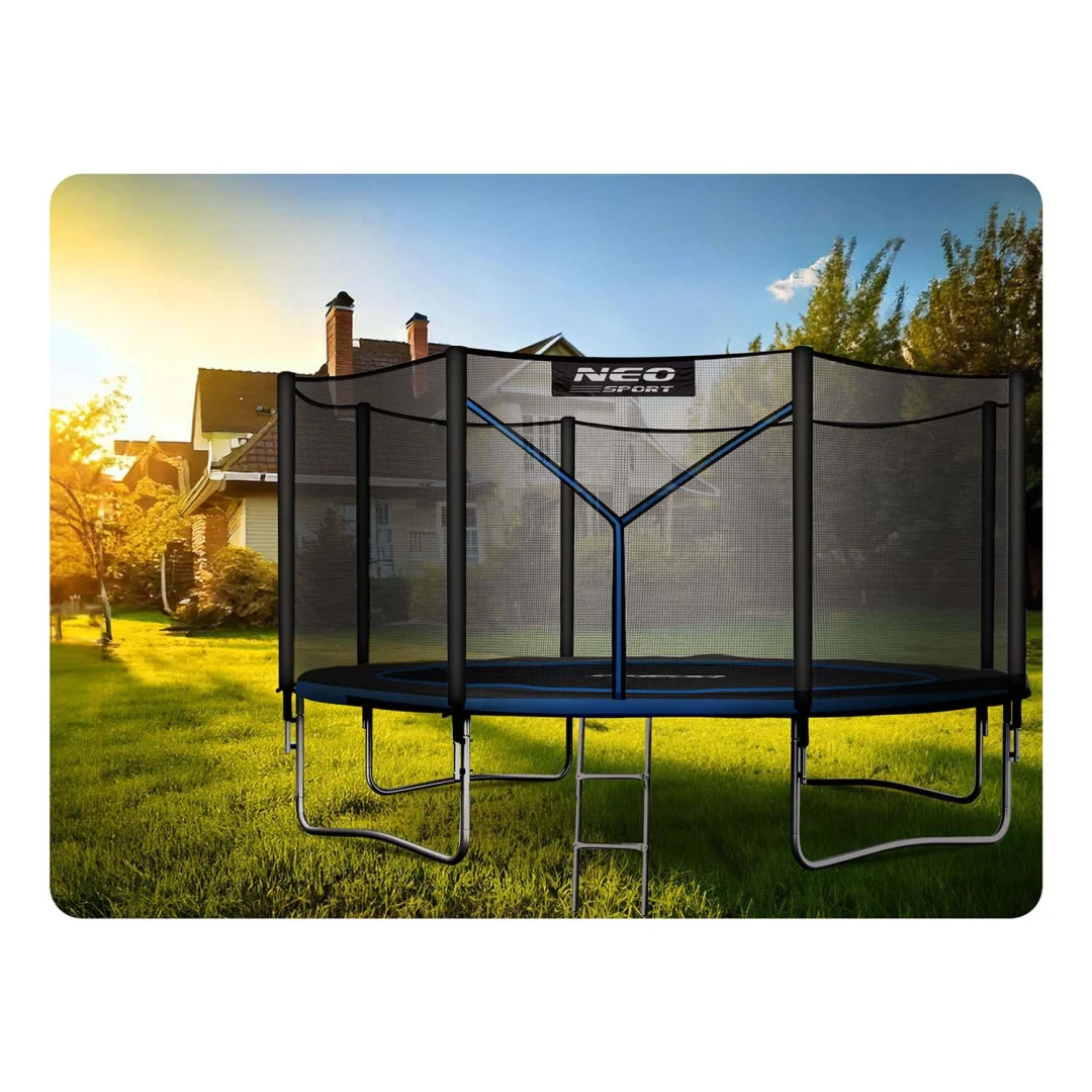 Vrtni trampolin Neo-Sport, Ø 374 cm (12 ft), vanjska mreža i ljestve, siva_4